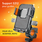 Support Téléphone Vélo Moto S312 – Fixation Guidon Universelle – Rotation 360° – Antidérapant et Résistant – Compatible iPhone & Android