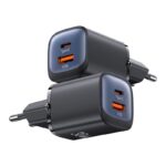 Boitier de chargeur de téléphone 2 en 1 avec port USB et type-C a type-C