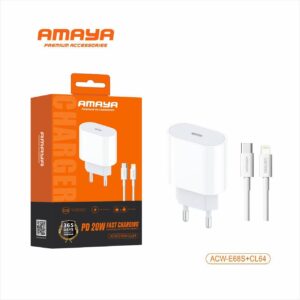 Original chargeur + cable Amaya ACW-E68S+CL64 charge rapide compatible a Apple port USB-C vers iPhone