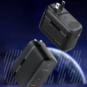 Original Chargeur Secteur LDNIO Q366 65W – Charge Rapide Multi-Ports avec Prises Interchangeables (US/EU/UK)
