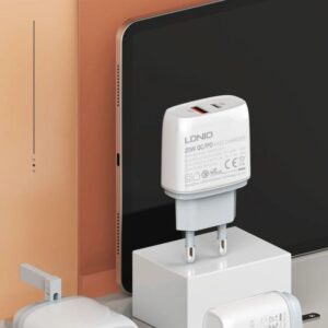 Original Chargeur Secteur LDNIO 20W PD + QC3.0 – Double Port USB-C & USB-A Fast Charger
