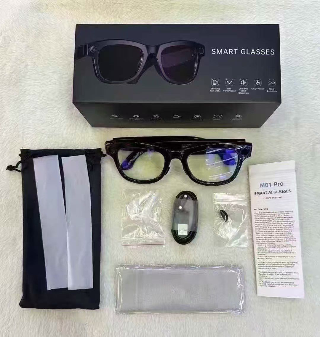 Lunettes Connectées Smart AI M01 Pro – Bluetooth & Audio Intégré