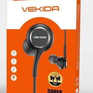 Écouteurs intra-auriculaires VEKIDA EA-13 Noir – Super Bass avec micro et embouts magnétiques