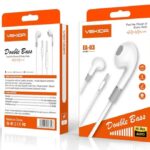 Écouteurs filaires VEKIDA EA-03 Blanc – Hi-Res Audio Double Bass avec micro