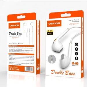 Écouteurs filaires VEKIDA EA-06 Blanc Double Bass avec micro