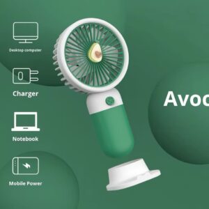 Mini Ventilateur Rechargeable Portable – USB, Silencieux et Compact de couleur Vert Blanc