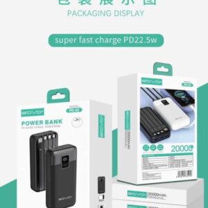 Power Bank SOVO PD-25 20000 mAh – Batterie Externe avec Câbles Intégrés