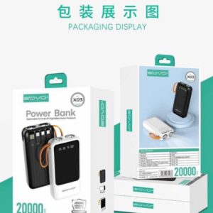 Power Bank SOVO X03 20000 mAh – Batterie Externe avec Câbles Intégrés